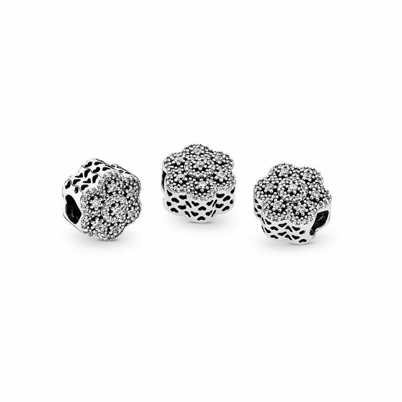Pandora Crystalized Floral Charm Silver Egypt JZ7034859